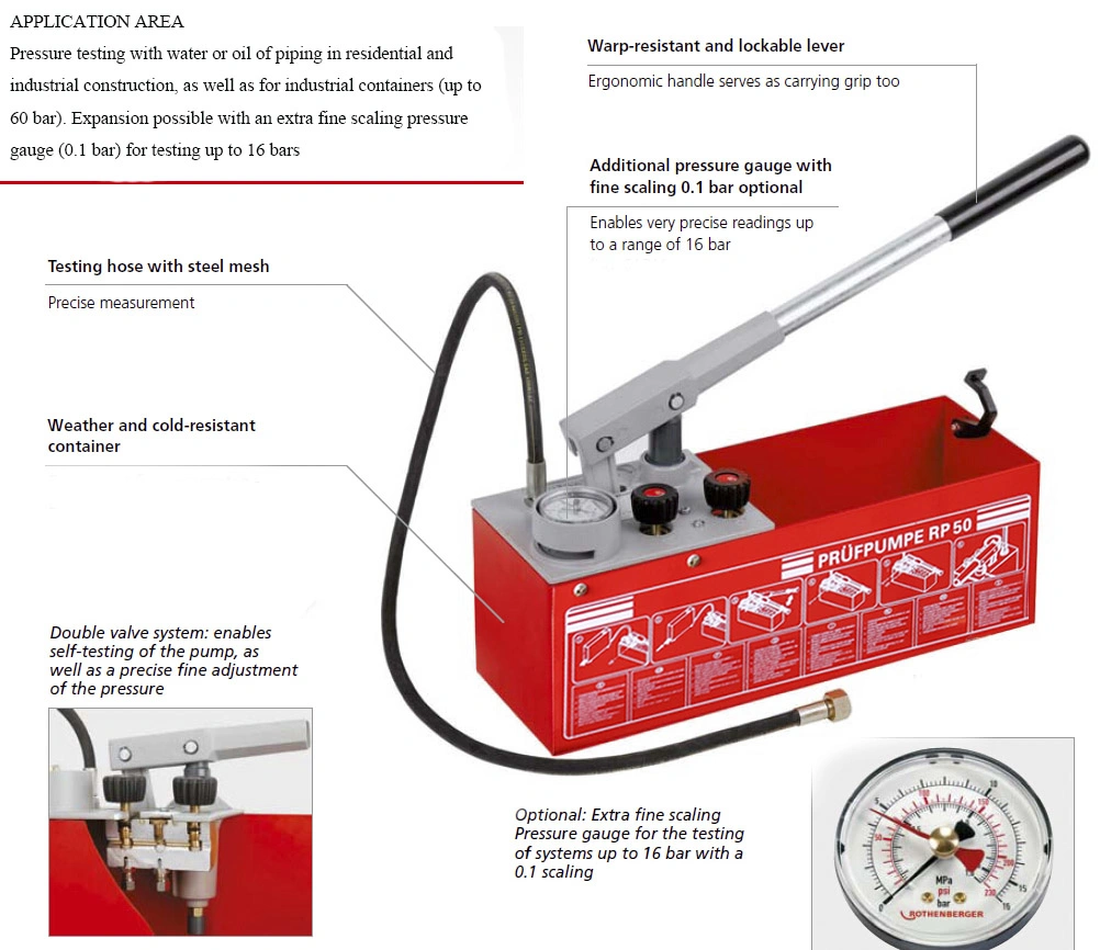 on-Site Pipeline Pressure Testing Pump Water or Oil Piping Test Pump